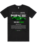 Men's Black Regular Fit Car & Letter Jumbo Print Graphic Short Sleeve Cotton Tee
