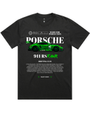 Men's Vintage Faded Black Heavyweight Oversized Fit Car & Letter Jumbo Print Graphic Short Sleeve Cotton Tee