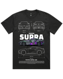 Men's Vintage Faded Black Heavyweight Oversized Fit Car & Letter Jumbo Print Graphic Short Sleeve Cotton Tee