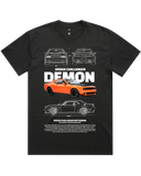 Men's Vintage Faded Black Heavyweight Oversized Fit Car & Letter Jumbo Print Graphic Short Sleeve Cotton Tee