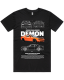 Men's Black Regular Fit Car & Letter Jumbo Print Graphic Short Sleeve Cotton Tee