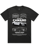Men's Vintage Faded Black Heavyweight Oversized Fit Car & Letter Jumbo Print Graphic Short Sleeve Cotton Tee