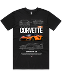Men's Black Regular Fit Car & Letter Jumbo Print Graphic Short Sleeve Cotton Tee