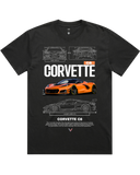 Men's Vintage Faded Black Heavyweight Oversized Fit Car & Letter Jumbo Print Graphic Short Sleeve Cotton Tee
