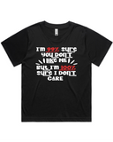 100% Sure I Don't Care Women's Drop Shoulder T-Shirt and Drop Shoulder Crop Top T-Shirt