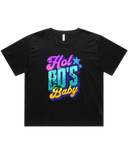 Womens Hot 80's Baby Oversized Drop Shoulder And Crop Top Cotton T-Shirt