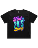 Womens Hot 2K's Baby Oversized Drop Shoulder And Crop Top Cotton T-Shirt