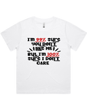 100% Sure I Don't Care Women's Drop Shoulder T-Shirt and Drop Shoulder Crop Top T-Shirt