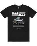 Men's Black Regular Fit Car & Letter Jumbo Print Graphic Short Sleeve Cotton Tee