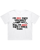100% Sure I Don't Care Women's Drop Shoulder T-Shirt and Drop Shoulder Crop Top T-Shirt