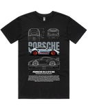 Men's Black Regular Fit Car & Letter Jumbo Print Graphic Short Sleeve Cotton Tee