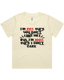 100% Sure I Don't Care Women's Drop Shoulder T-Shirt and Drop Shoulder Crop Top T-Shirt