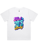 Womens Hot 70's Baby Oversized Drop Shoulder And Crop Top Cotton T-Shirt