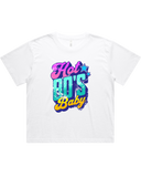 Womens Hot 80's Baby Oversized Drop Shoulder And Crop Top Cotton T-Shirt