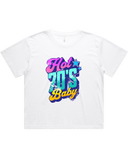 Womens Hot 70's Baby Oversized Drop Shoulder And Crop Top Cotton T-Shirt