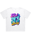 Womens Hot 2K's Baby Oversized Drop Shoulder And Crop Top Cotton T-Shirt