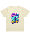 Womens Hot 70's Baby Oversized Drop Shoulder And Crop Top Cotton T-Shirt