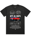 Men's Vintage Faded Black Heavyweight Oversized Fit Car & Letter Jumbo Print Graphic Short Sleeve Cotton Tee