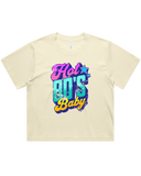 Womens Hot 80's Baby Oversized Drop Shoulder And Crop Top Cotton T-Shirt