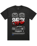 Men's Vintage Faded Black Heavyweight Oversized Fit Car & Letter Jumbo Print Graphic Short Sleeve Cotton Tee