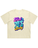 Womens Hot 70's Baby Oversized Drop Shoulder And Crop Top Cotton T-Shirt