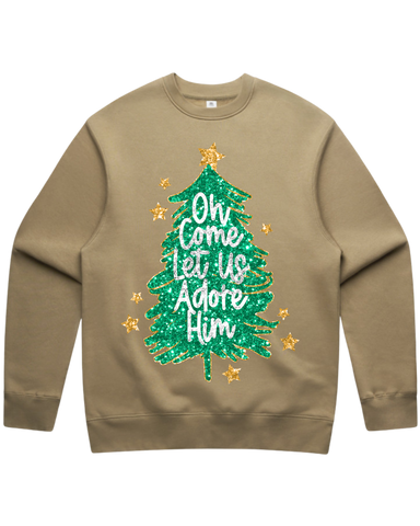 Come Adore Him Sequin Christmas Sweatshirt