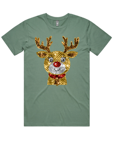 Sequin Look Reindeer Christmas Tshirt