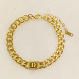 Uptown Cuban Chain Initial Bracelet(choose your letter)