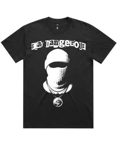 Mens Stay Dangerous Vintage Heavy Weight Cotton Garment Dyed Short Sleeve T-Shirt