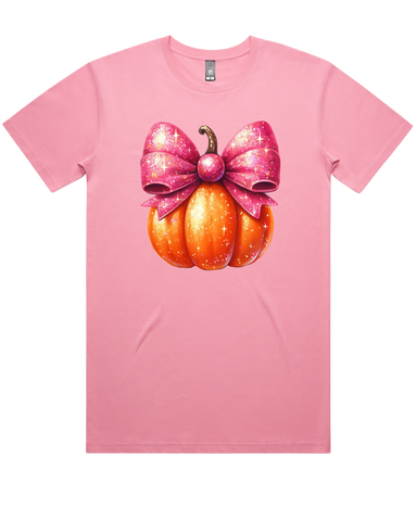 Fall Pumpkin And Bow Short Sleeve Tshirt