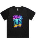 Womens Hot 70's Baby Oversized Drop Shoulder And Crop Top Cotton T-Shirt