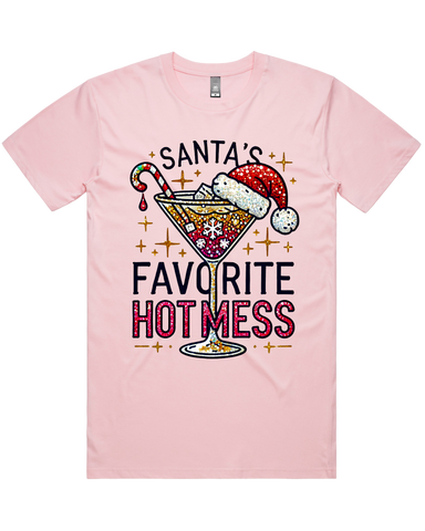 Santa's Favorite Hot Mess Christmas Tshirt