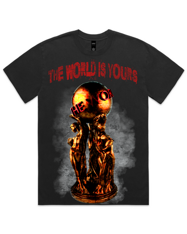 Men's Scarface Inspired The World Is Yours Vintage Heavyweight 100% Cotton T-Shirt