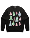 Multi Color Glitter Christmas Trees Sweatshirt