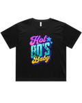 Womens Hot 80's Baby Oversized Drop Shoulder And Crop Top Cotton T-Shirt