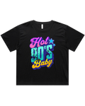 Womens Hot 90's Baby Oversized Drop Shoulder And Crop Top Cotton T-Shirt