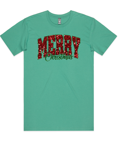 Merry Christmas Sequin Look Tshirt