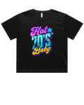 Womens Hot 70's Baby Oversized Drop Shoulder And Crop Top Cotton T-Shirt