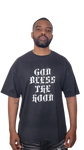 Mens God Bless The Hood Vintage Heavy Weight Cotton Short Sleeve T-Shirt