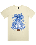 Christmas Blues Tree And Bow Tshirt