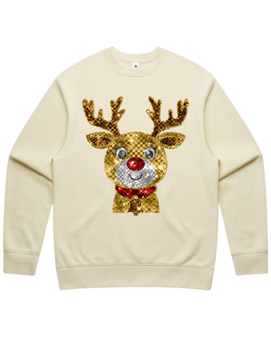 Sequin Look Reindeer Christmas Sweater