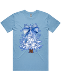 Christmas Blues Tree And Bow Tshirt