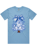 Christmas Blues Tree And Bow Tshirt