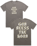 Mens God Bless The Hood Vintage Heavy Weight Cotton Short Sleeve T-Shirt