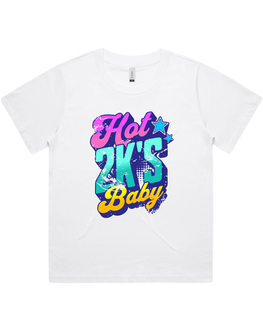 Womens Hot 2K's Baby Oversized Drop Shoulder And Crop Top Cotton T-Shirt