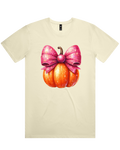 Fall Pumpkin And Bow Short Sleeve Tshirt