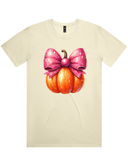 Fall Pumpkin And Bow Short Sleeve Tshirt