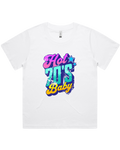 Womens Hot 70's Baby Oversized Drop Shoulder And Crop Top Cotton T-Shirt