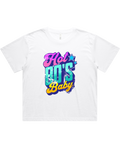 Womens Hot 80's Baby Oversized Drop Shoulder And Crop Top Cotton T-Shirt
