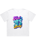 Womens Hot 70's Baby Oversized Drop Shoulder And Crop Top Cotton T-Shirt